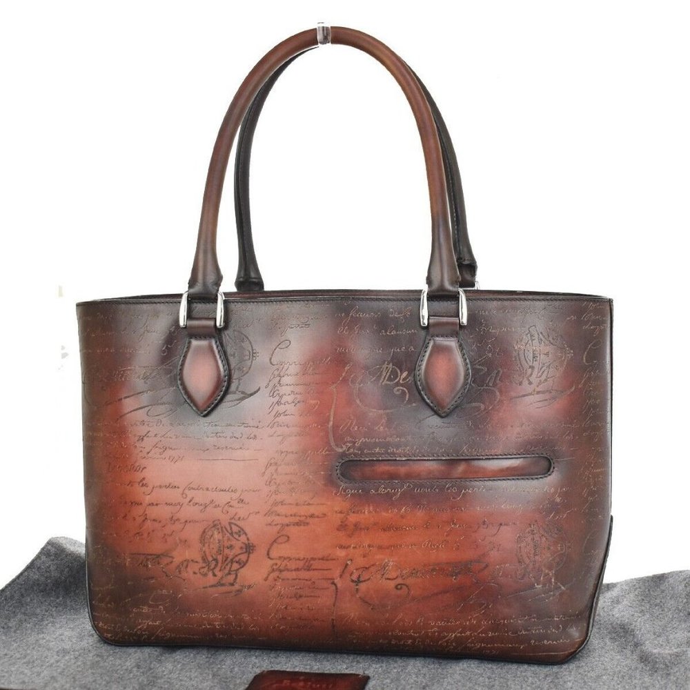 BERLUTI Limited Edition Calligraphy Toujours Shoulder Bag Leather Brown